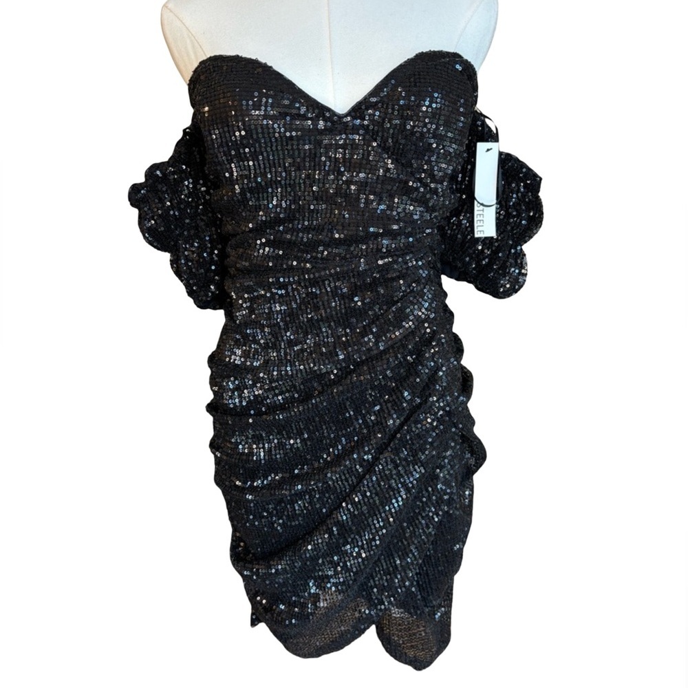 Steele Black Sequin Off Shoulder Dress